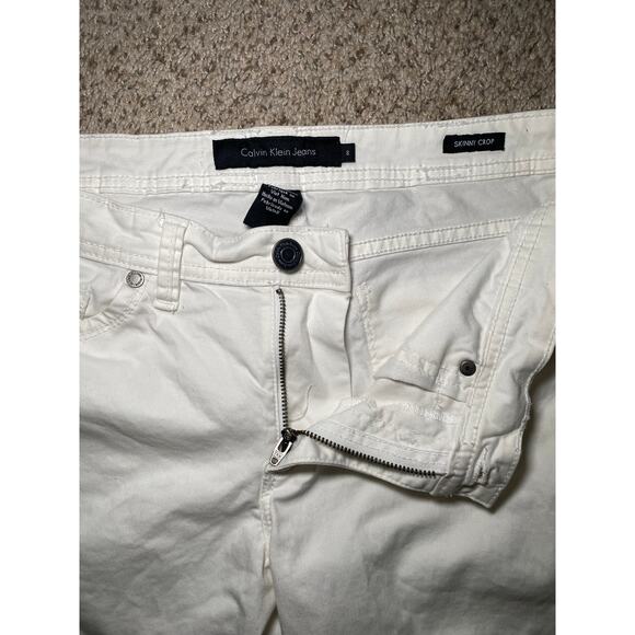 Calvin Klein White Skinny Cropped Jeans - Size 8 - Picture 5 of 13